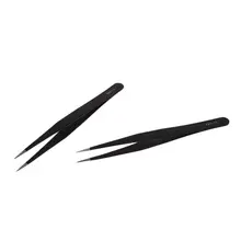2pcs Professional Nail Art Rhinestones Eyelashes Extensions Pick Tweezer Nipper Clipper Tool(black