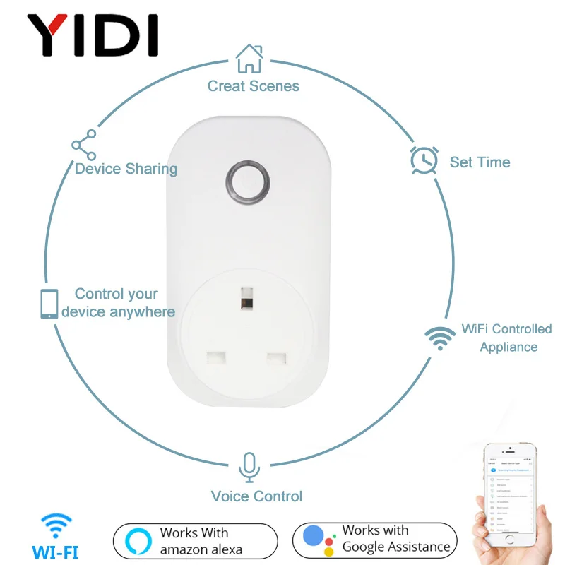Смарт розетка настенная с поддержкой Wi Fi и голосового управления|Электрические
