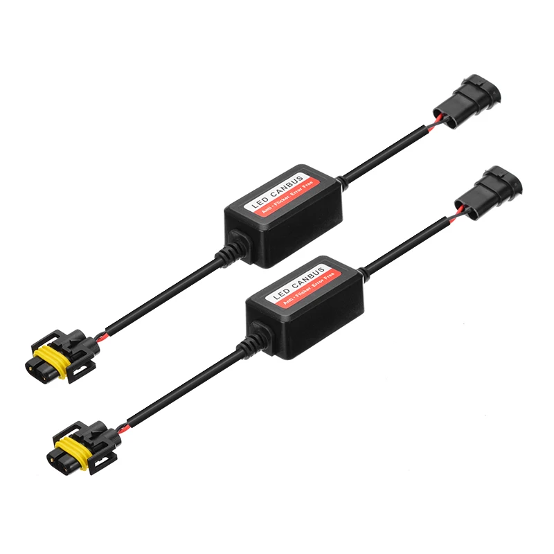 

2pc H8 H9 H11 LED Headlight Decoder CAN-BUS EMC Warning Canceller Capacitor Anti-flicker Resistor Harness Canbus Error Free Plug