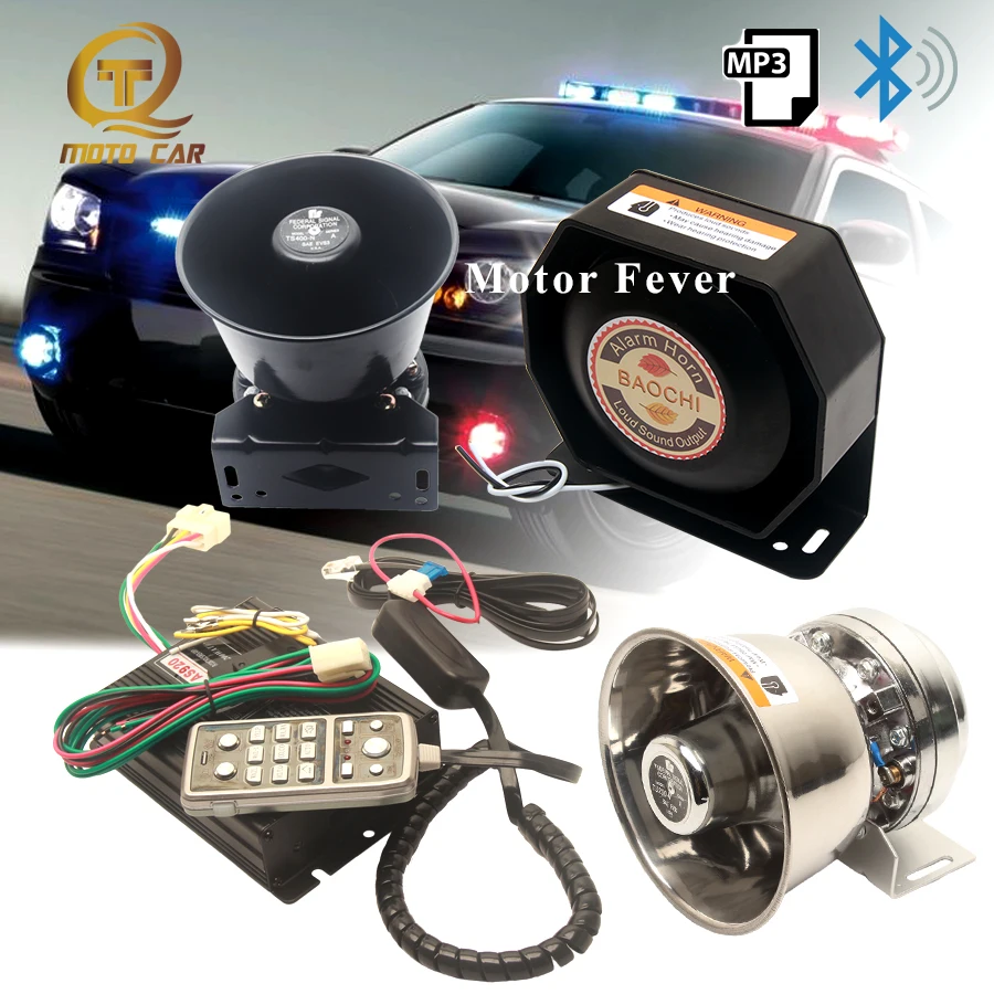 

12V for Car Alarm Horn MP3 Bluetooth Truck Horn Megafono Loudspeaker 200W Tone MIC System Police Siren Auto Speaker Siren Boat