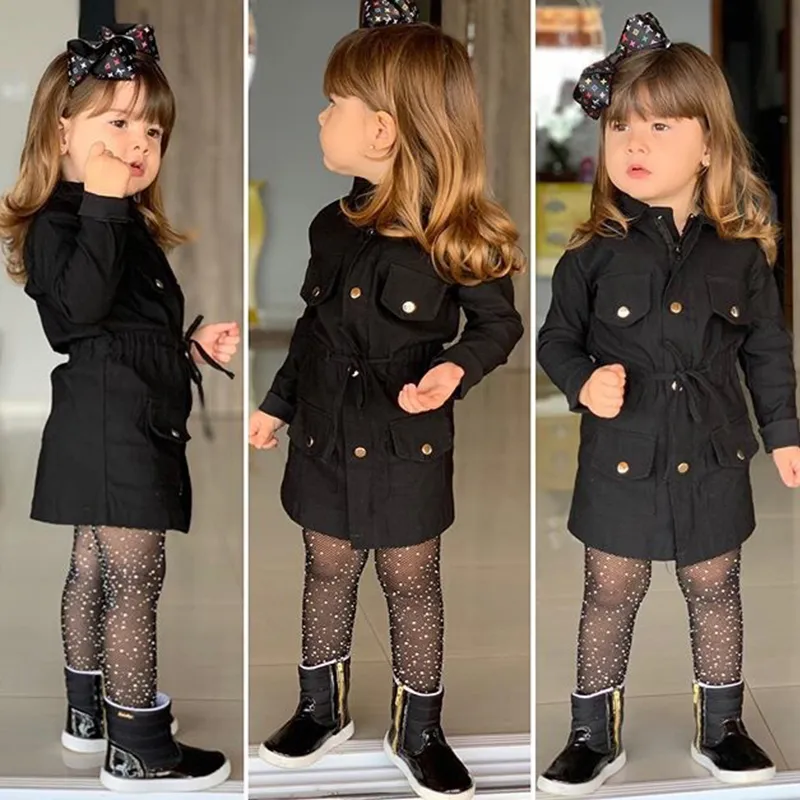 2020 Spring Summer Fashion Baby Girls British Style Kids Jackets Coat Solid Single Breasted Jacket Warm Children Tops 2-7Y hot