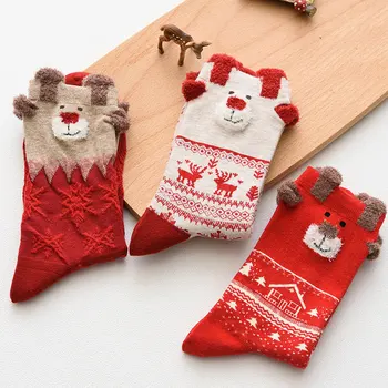 

1 Pair Women Socks Casual Winter Xmas Socks Thicken Hosiery Autumn Cotton Cartoon Keep Warm Cute Lady Girls Sock Christmas Gift