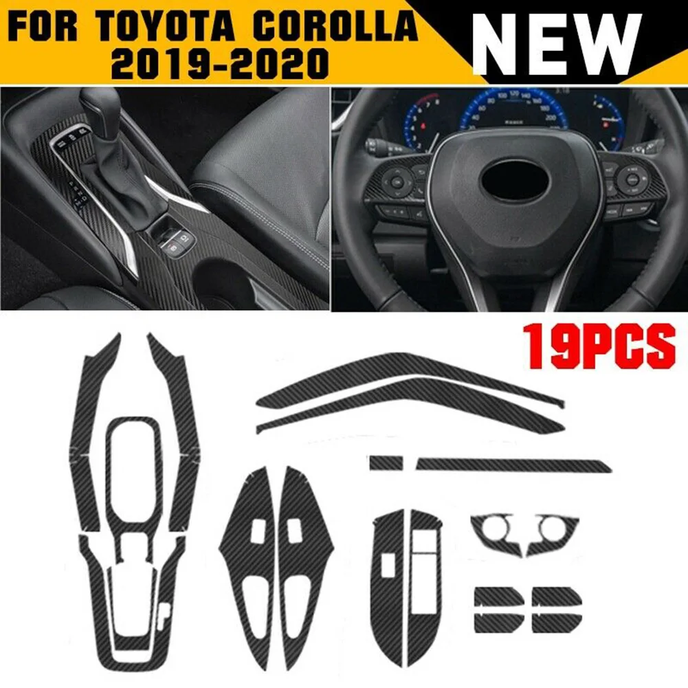

For Toyota Corolla 2019-2020 Car interior kit stickers Carbon Fiber Black