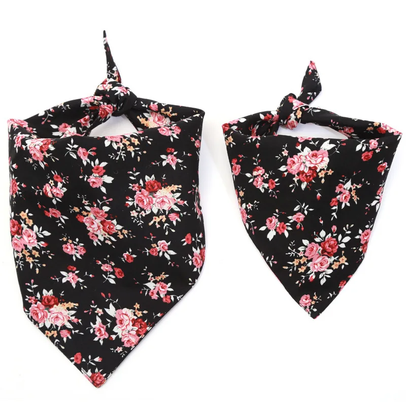  Europe And America Hot Sales Flower Pet Triangular Scarf Handkerchief Dog Headscarf Headdress Doubl