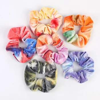 

12pcs Hot Sale Dyed Hair Crunchie Velvet Hair Ring Tie New Hair Accessories Women Girls Elastic Hair Bands Wholesale