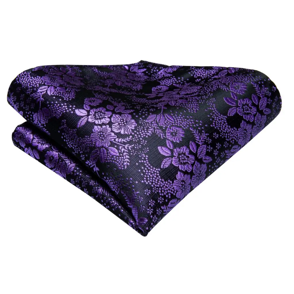 Hi-Tie Silk Men's Ascot Tie Pocket Square Cufflinks Set Cravat Ascots Scrunch Self British Style Gentleman Dress Scarves Party