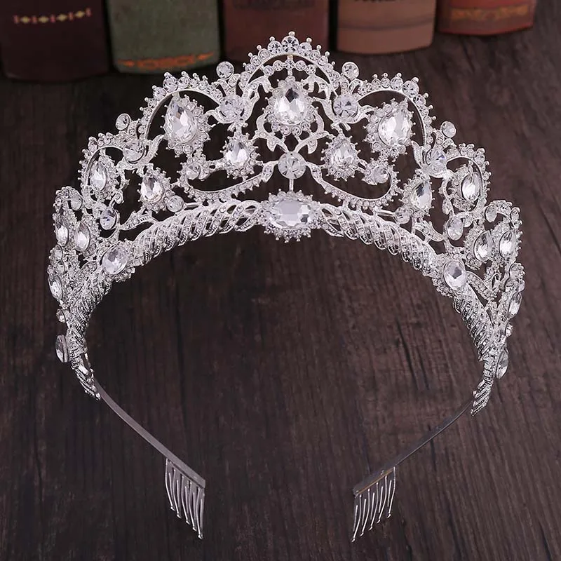 

ACRDDK Baroque Red Crystal Tiaras Vintage Rhinestone Pageant Crowns with Comb Wedding Hair Jewelry Bridal Hair Accessories SL
