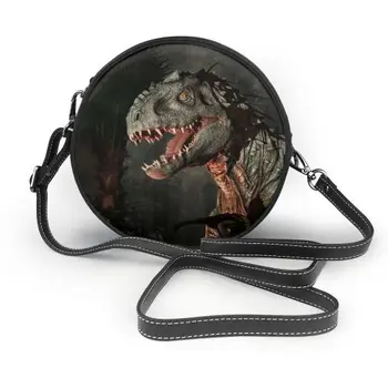 

Dino Round Bag Women Shoulder Bags Large Handbags Customize Dinosaur Microfiber Leather Crossbody Tote 2020 Free Dropshipping