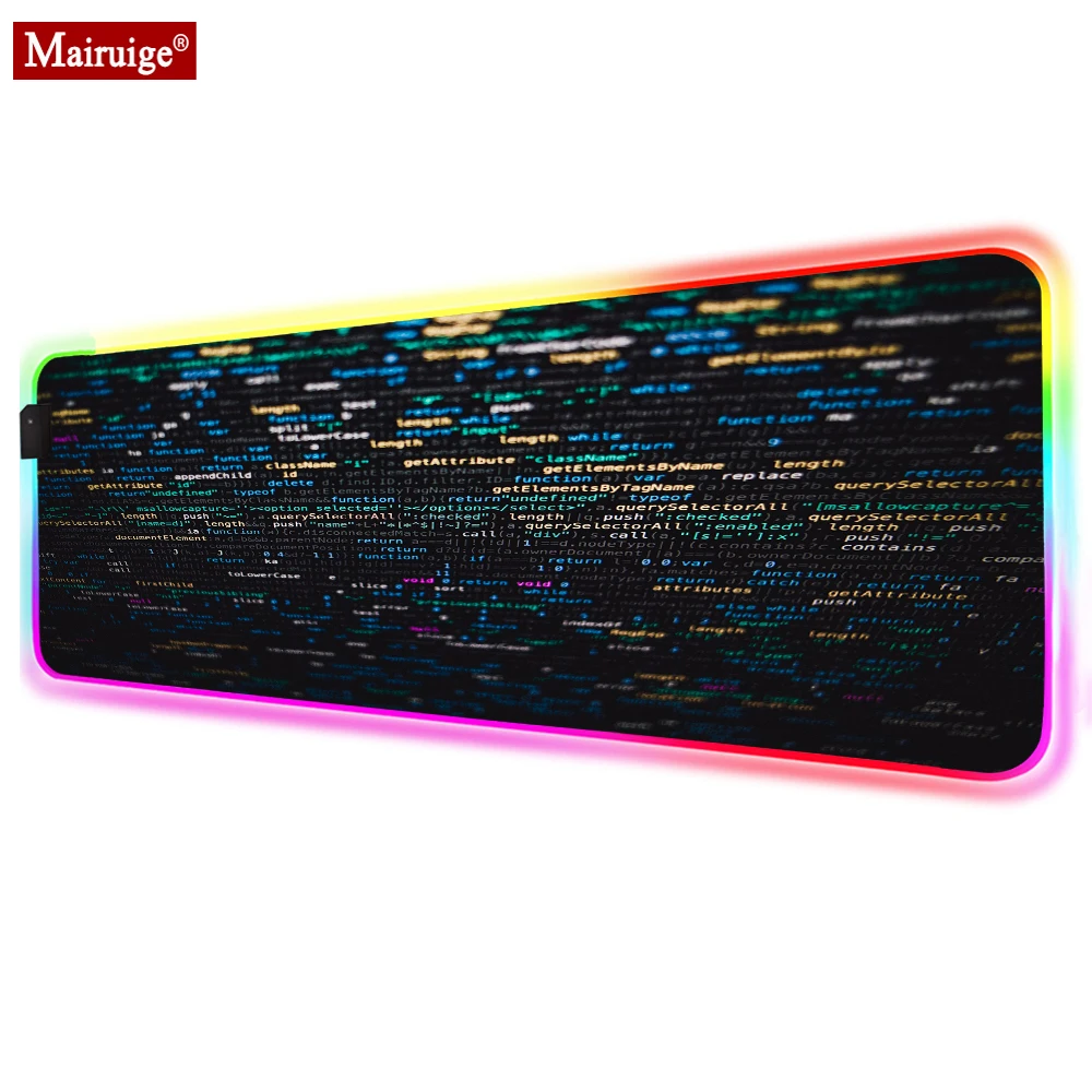 

Code Computer Future Data Science Large LED Mousepad RGB Glow Geme Mouse Pad 90x40cm XXL Gamer Desk Mat for Laptop Table Pads