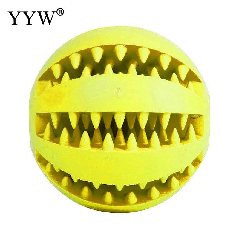 yellow Резиновые игрушки для домашних животных, мяч для утечки еды, двусторонний мяч, игрушка для жевания собак, чистка зубов, мяч для еды, резиновый шар, товары для домашних животных - Цвет: yellow
