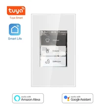 Tuya WiFi LCD Smart Licht Schalter UNS Vorhang Schalter Unterstützung Alexa Google Hause APP Voice Control Smart Touch Licht Schalter 110/220V