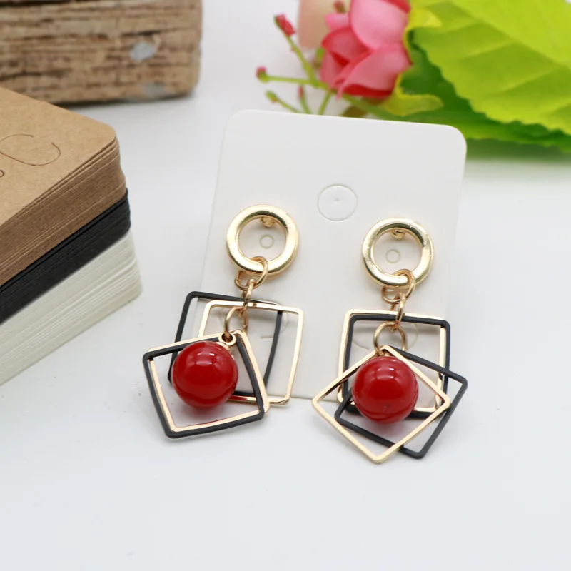 50pcs 3.8x4.8cm Earring Display Card Earring Card Holder Blank Kraft Paper Tags DIY Ear Studs Long Drop Jewelry Display