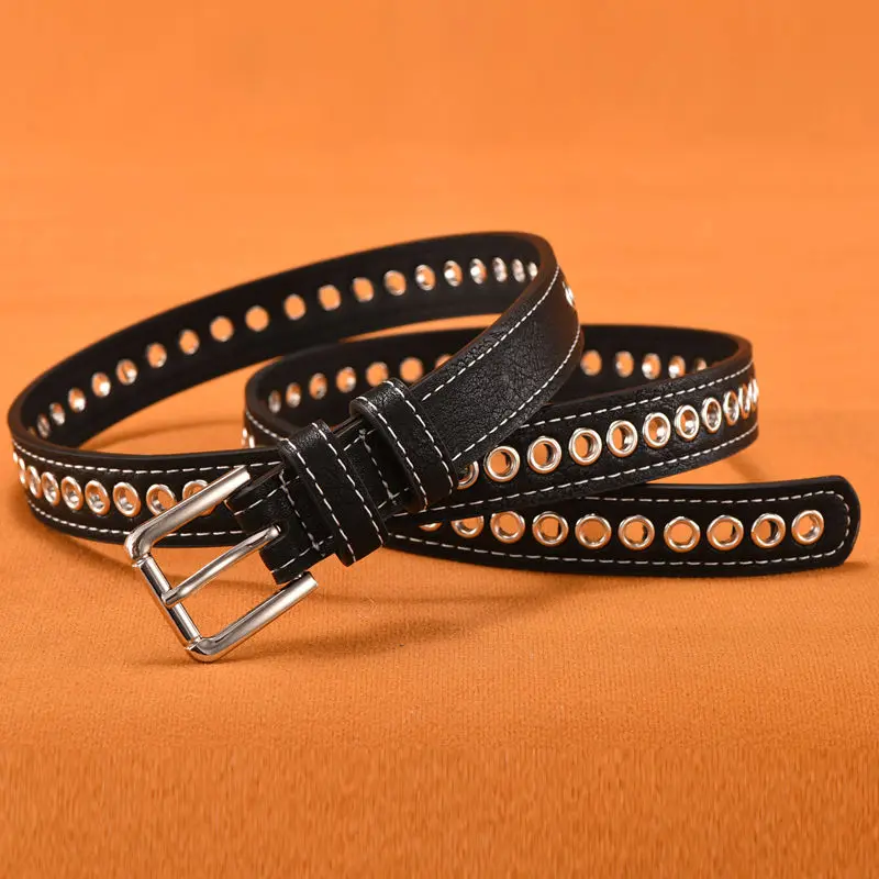 

Belt nv yao dai Female New Metal Punk Style Minimalist Circle Hole Hollow Belt Fine Installed