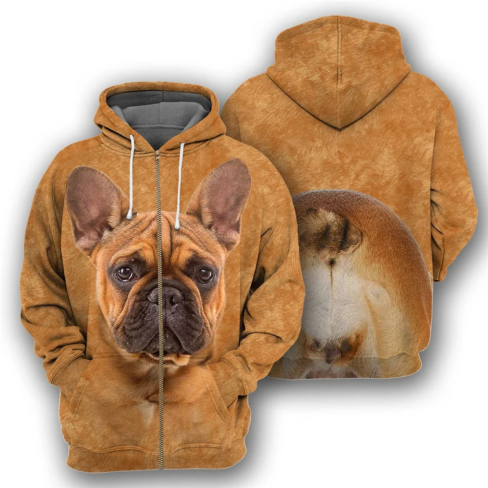 HX Rottweiler Zip Hoodies 3D Graphic Front and Back Printed Sweatshirts Fashion Casual Streetwear Harajuku Men Clothing