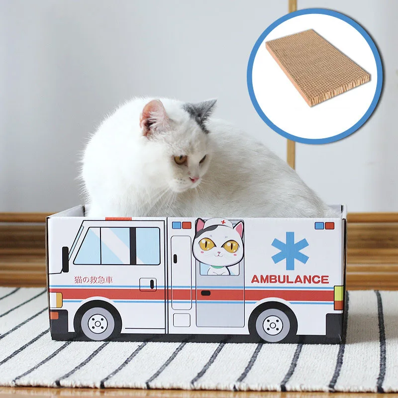 Милый Когтеточка для кошек Когтеточка гофрированный картон коробка для кошек кровать для сна Любимый дом с кошачьей игрушкой