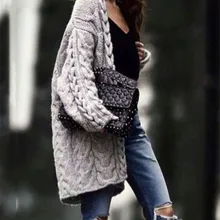 Твист свитер Кардиган Женский Повседневный Однотонный женский зима пальто уличное винтажное пальто кардиган средней длины женское модное пальто