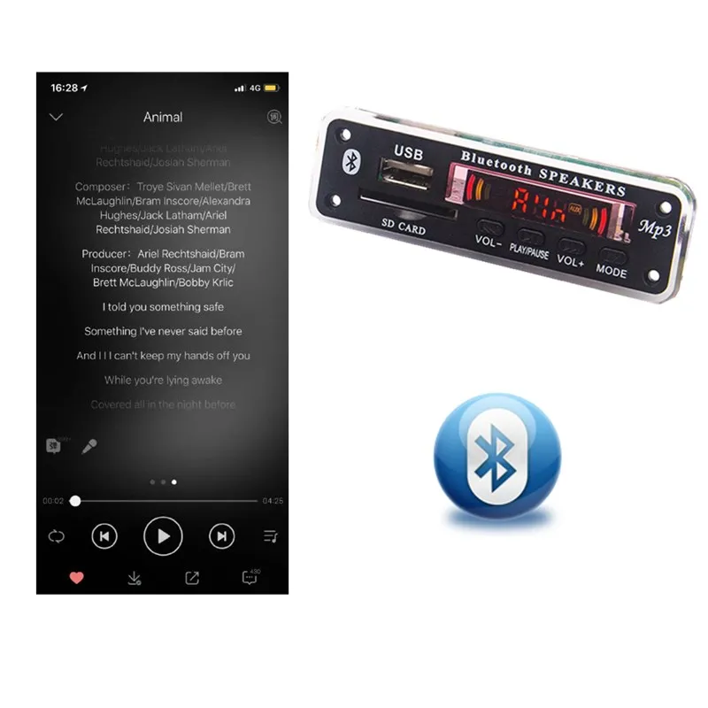 

5V color screen mp3 player Bluetooth MP3 decoder board MP3 card reader MP3 Bluetooth module audio accessories with FM radio