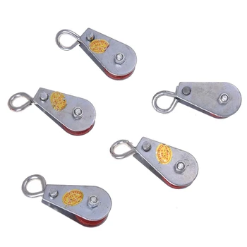 

0.03T 66.1Lbs 30Kg Silver Tone Metal Swivel Lifting Crane Pulley Block 5 Pcs