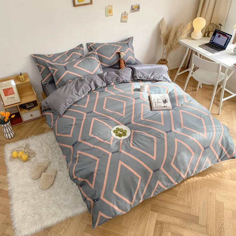 Утолщенное матовое постельное белье из 4 предметов промытого хлопка и