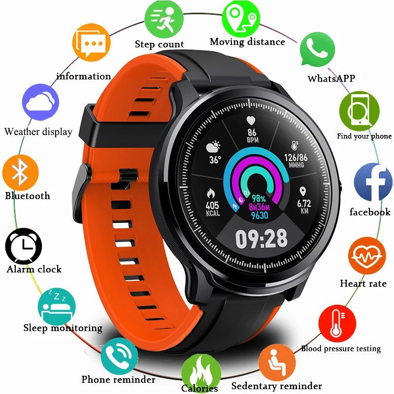 

LIGE Smart Watch Weather Display Full Touch color screen Smartwatch Call Reject Heart Rate Blood Pressure Monitor Sport Watch