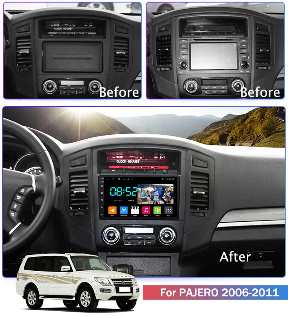 Android 8,1 автомобильный DVD 1din мультимедийная система Navi для mitsubishi Pajero 2006-2011 Автомобильный gps навигатор головное устройство BT SWC wifi