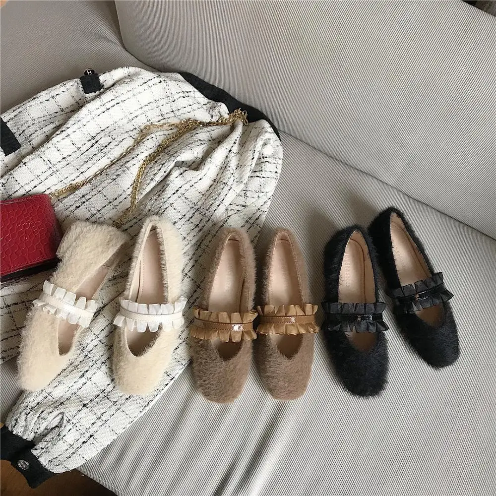 

Autumn Shoes Woman Comfortable And Elegant 2019 Fashion Women's Loafers Fur Shallow Mouth All-Match Casual Female Sneakers