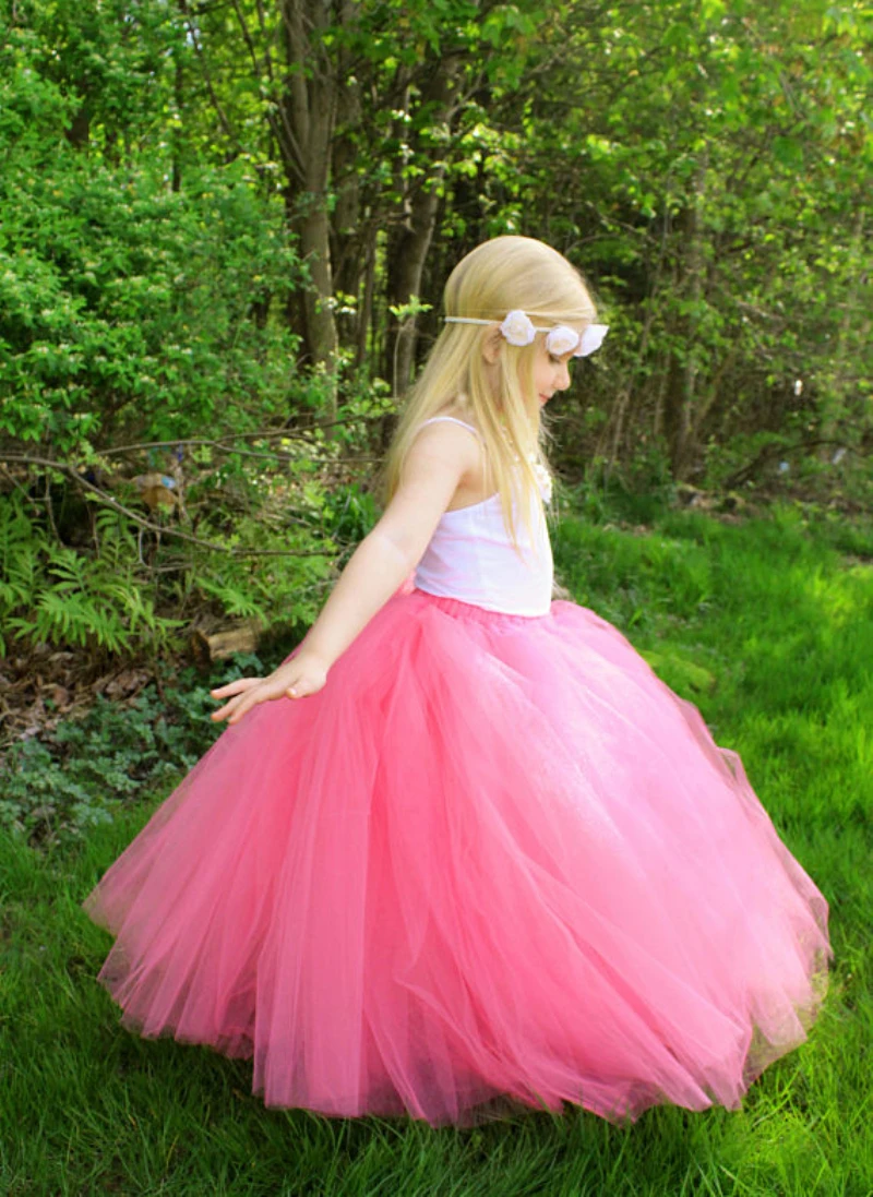 Girls Long Tulle Tutu Skirt Kids Dance Pettiskirts Underskirt Tutus Children Christmas Birthday Party Costume Photography Skirts