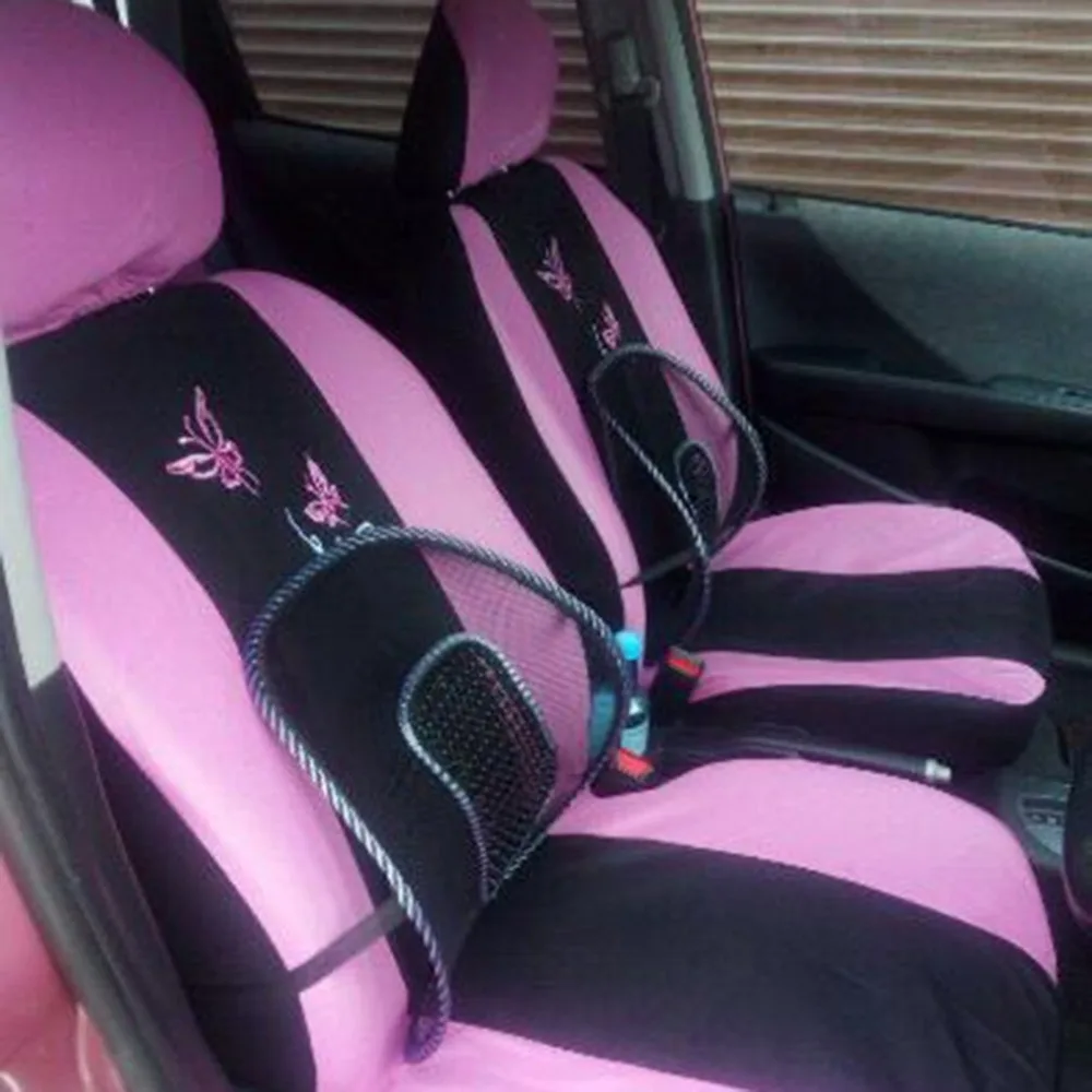 Чехол на сиденье автомобиля фиолетовый розовый Бабочка вышивка Подходит для женщин 4 шт. 9 шт. набор композитная губка внутри