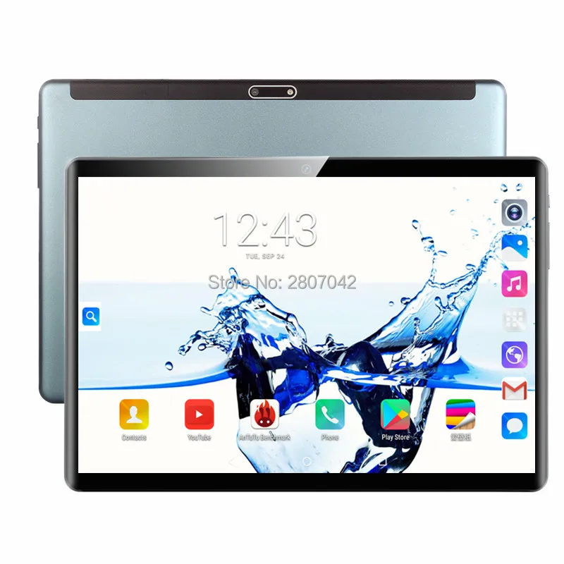 2.5D 1920*1200 10.1' Tablets Android 9.0 Octa Core 128GB ROM Dual Camera 8MP Dual SIM Tablet PC Wif