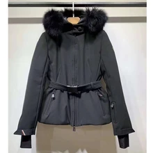 Пуховое пальто из натурального меха для женщин, пальто с капюшоном из натурального Лисьего меха, супер теплое женское пуховое зимнее меховое пальто с капюшоном