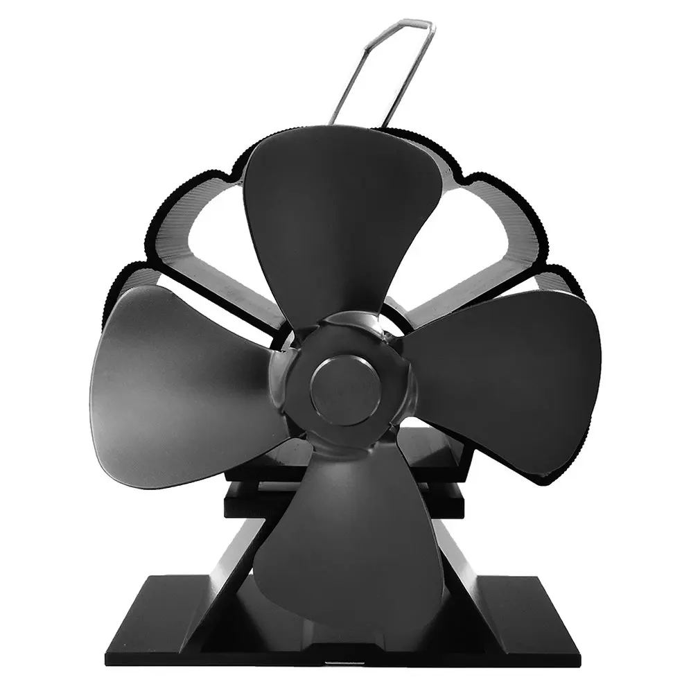 black 4 Blades Мощность меньше вентилятор печки дровяная плита для камина дровяная горелка мощность ed экологический вентилятор для камина тепловая мощность вентилятора - Цвет: black 4 Blades