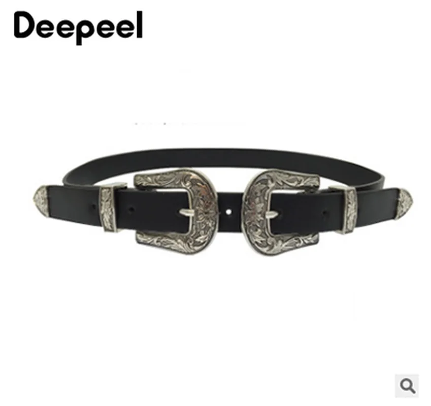 Deepeel, 1 шт., модные ретро ремни с двойной пряжкой для женщин, дикое платье с декоративной отделкой, джинсы, пояс из ПУ, роскошный женский ремень YB077