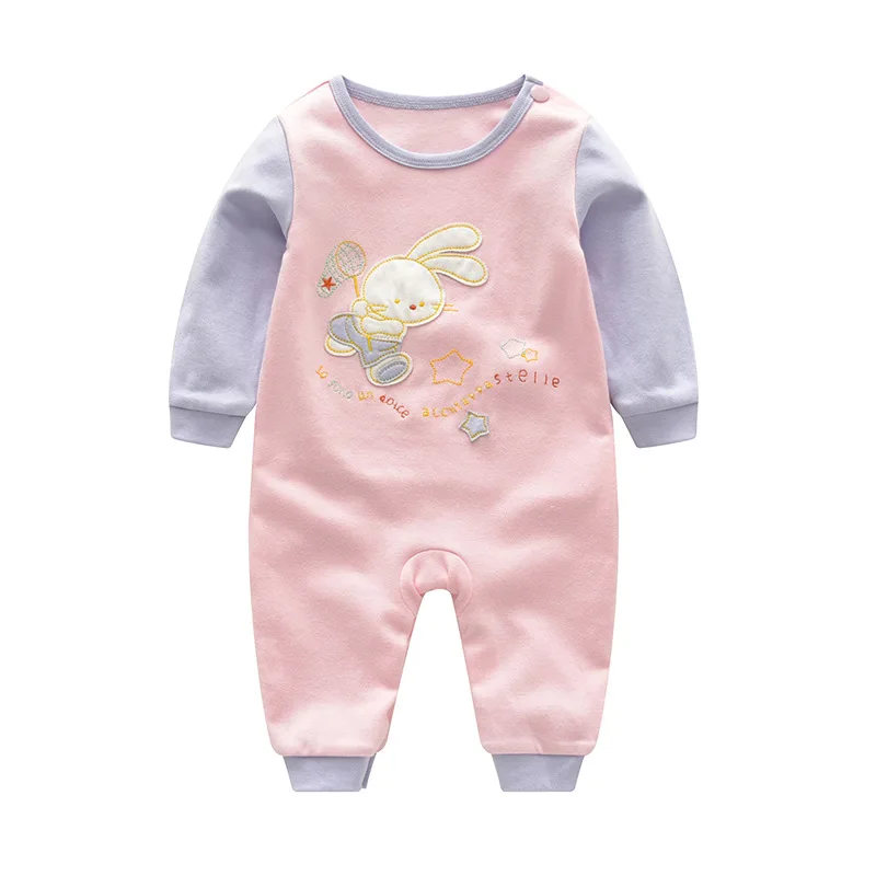 

0-3 a Year of Age Infants Men And Women Baby Tolo Rabbit 2018 Autumn New Style Rabbit Embroidery Long-sleeve Jumpsuit H2746
