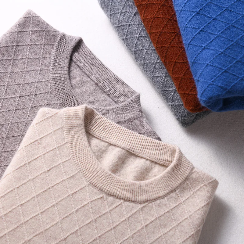Sparsil Men 100% Cashmere Sweater O-Neck Geometric Pattern Warm Pullovers Full Sleeve Solid Color Jumpers Boys Sparsil Men 100% Cashmere Sweater O-Neck Geometric Pattern Warm Pullovers Full Sleeve Solid Color Jumpers Boys