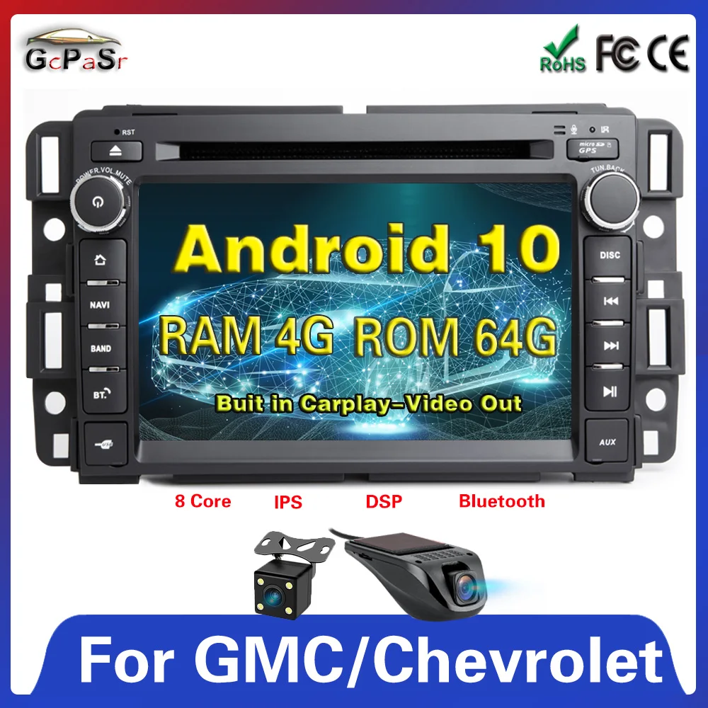 4 Гб + 64 ГБ Android 10 1Din GPS Радио автомобильный DVD плеер для GMC Sierra Yukon Denali дефекa Savana Chevrolet