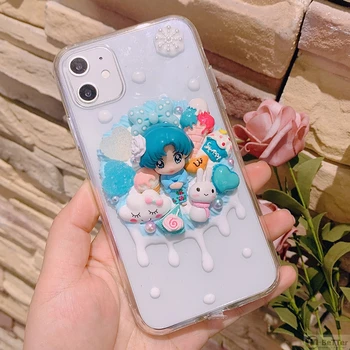 

DIY case for Samsung s20 ultra 3D Sailor Moon phone cover Galaxy note 10 plus handmade creamy shell s8/s9/s10+ Mobile note 5/8/9