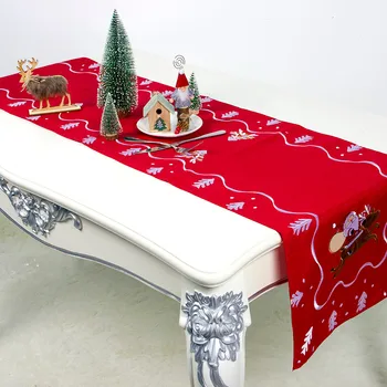 

Christmas Table Decoration Tablecloth 40X180 cm Cloth Art Embroidery Santa Claus Table Cover Table Runner Enfeites De Natal /d