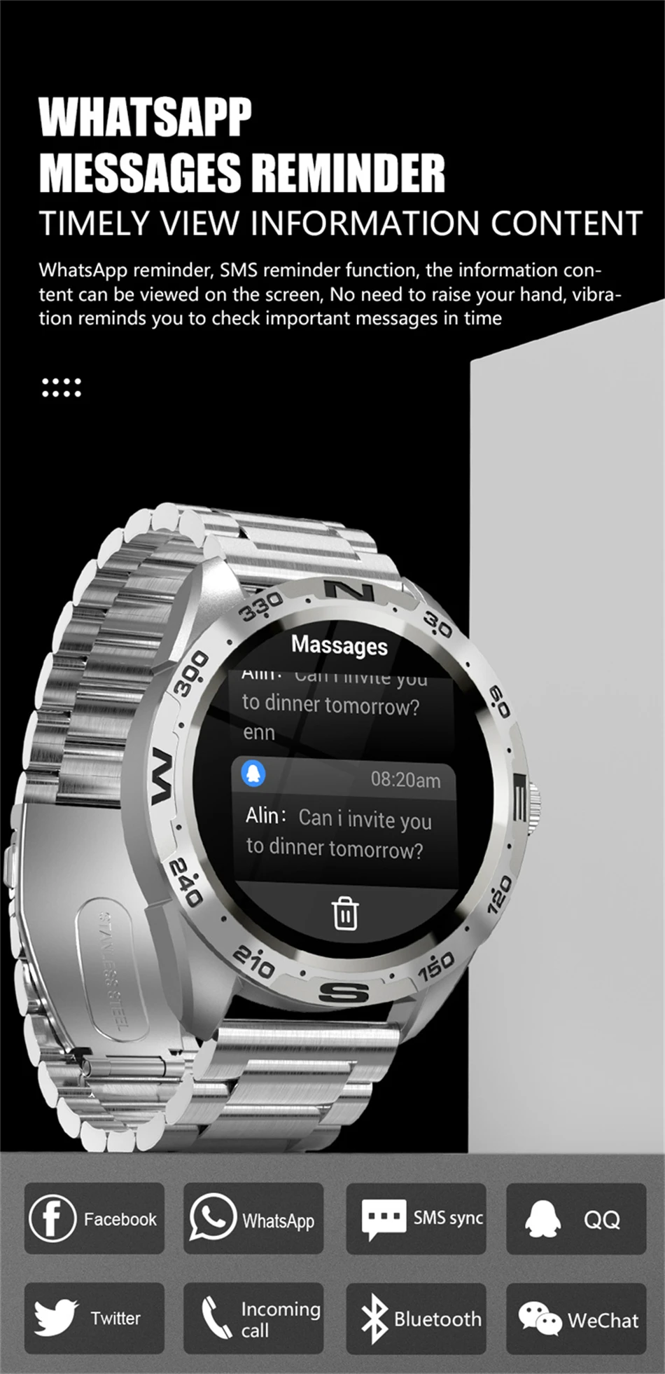 2022 New Bluetooth Call Smart Watch Men Sports Fitness Tracker Waterproof 1.32 Inch 360*360HD Pixel Display Men Smartwatches+Box