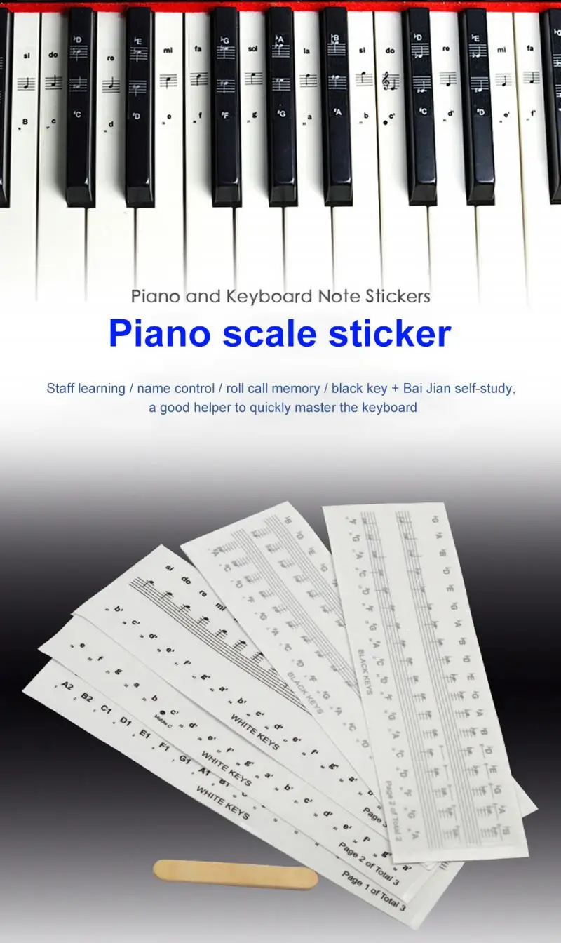 Piano Clavier Note Musique Autocollants Stickers Solfège