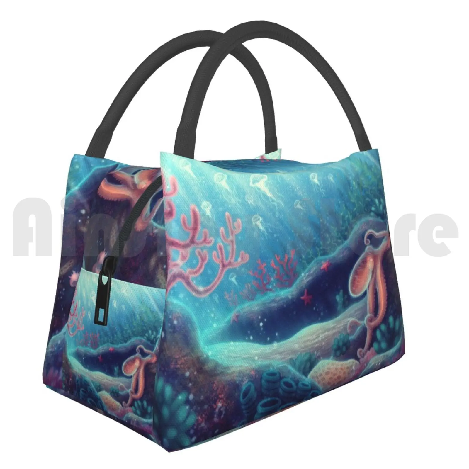 

Cooler Lunch Bag Picnic Bag Ocean Life 1562 Ocean Sea Octopus Jellyfish Underwater Coral Reef Marine Aquatic