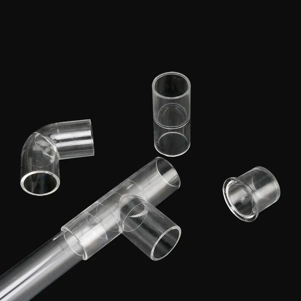 DN20 Acrylic Transparent Aquarium Tube Inner Diameter 20mm Tee Straight Elbow Connector End Cap Aquarium Fish Tank Accessories fish aquarium
