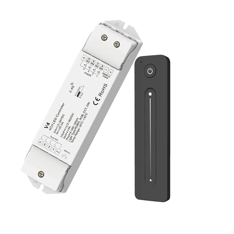 

Skydance New Led Dimmer 12V 24V V4 5A*4CH Output Receiver Push Dim R11 Dimming 2.4G Wireless RF Remote 3528 5050 Single Strip
