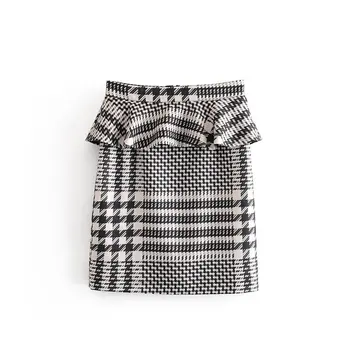 

2020 Winter Women's new European style zaraing wholesale frills straight plaid skirts