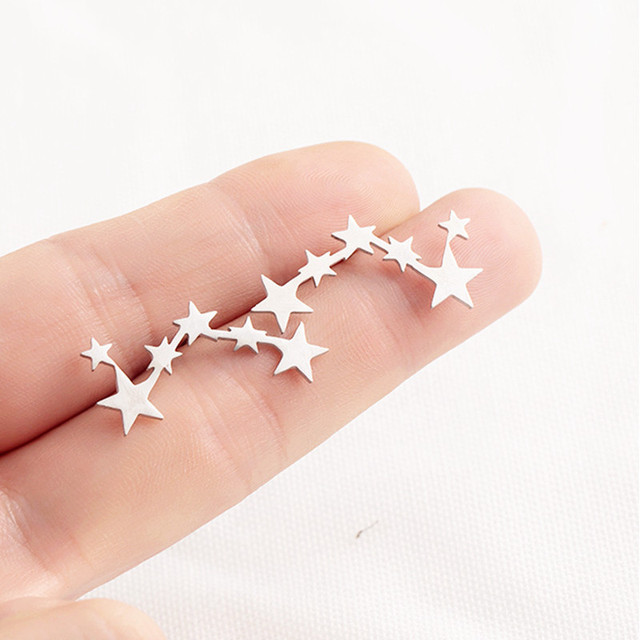 Steel Tiny Crescent Moon Stud star Earrings Boho Jewelry. Minimalist Earrings Gift