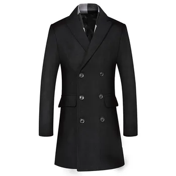 

Autumn and winter new woolen woolen coat men's business casual long lapel double-breasted men's coat jacket