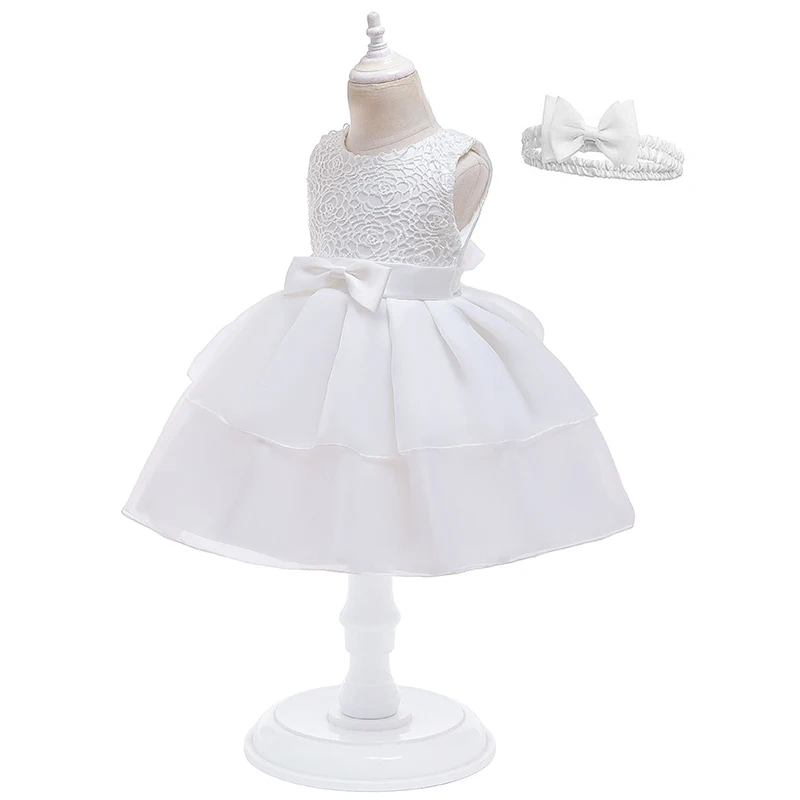 Baby Girl Party Wedding Bridesmaid Child Dress Festival Princess Bow Dresses For 0-2Y Children Custome Ball Gown Clothes