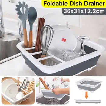 

Foldable Dish Rack Kitchen Storage Holder Drainer Bowl Tableware Plate Portable Drying Rack Home Shelf Dinnerware Organizer