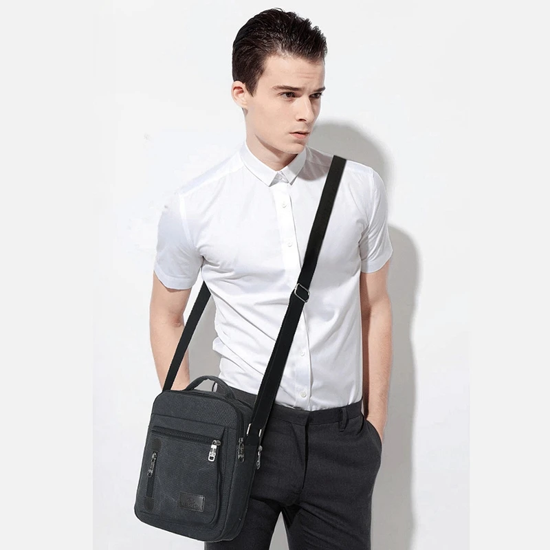 

Men's Messenger Bag Vintage Fashion Canvas Solid Color Casual Business Shoulder Bag Messenger Bags