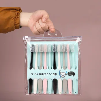 

10pcs Comfortable Adults Tooth Brush Set Durable Portable Practical Teeth Whitening Soft Bristle Oral Cleaning Stick
