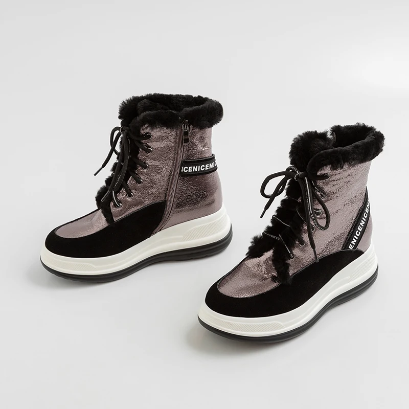 Size34-43 ботинки из натуральной кожи женские зимние теплые шерстяные меховые кроссовки зимние ботинки на платформе женские ботильоны женская повседневная обувь